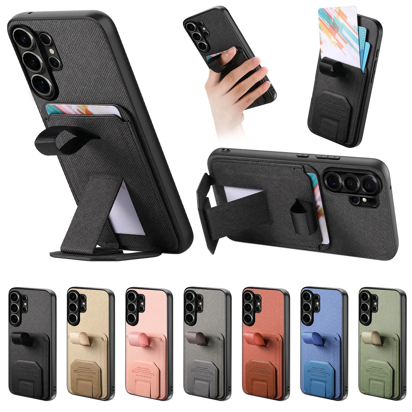 Luxury Wristband Holder Card Slot Phone Case with Stand and Anti-Drop Features
