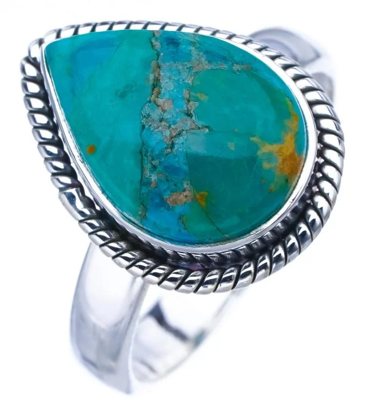 

StarGems Natural Turquoise Handmade 925 Sterling Silver Ring 8.75 F0454