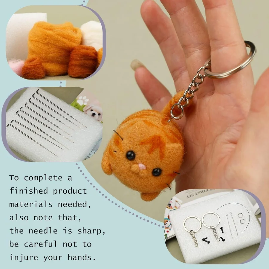 Needle Felting Kit MIUSIE Needle Felting Starter Kit With Wool Keychain