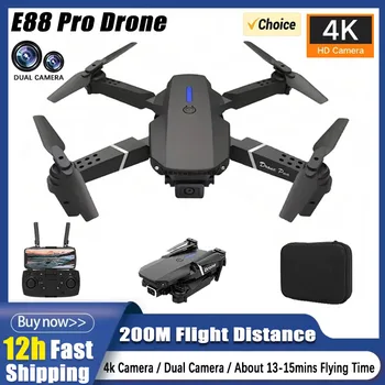Drone 4K E88Pro con elicottero WiFi FPV RC pieghevole con doppia fotocamera HD 1080P per fotografia aerea e regali ﻿