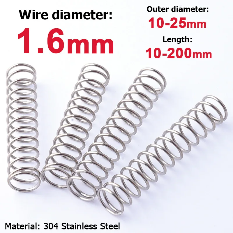 1pcs Wire Diameter 1.6mm 304 Stainless Steel Spring Steel Y-shaped Compression Spring OD 10/11/12/13/15/16/18/20/21/22/24/25mm