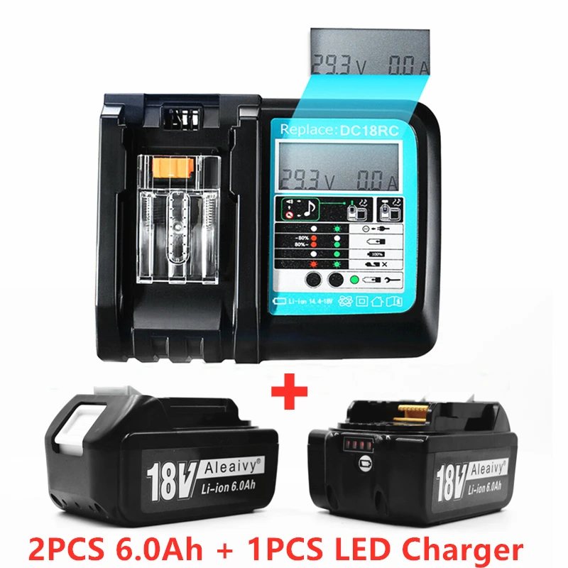 

2023 NEW BL1860 Rechargeable Battery 18 V 6000mAh Lithium ion for Makita 18v Battery BL1840 BL1850 BL1830 BL1860B LXT400+Charger