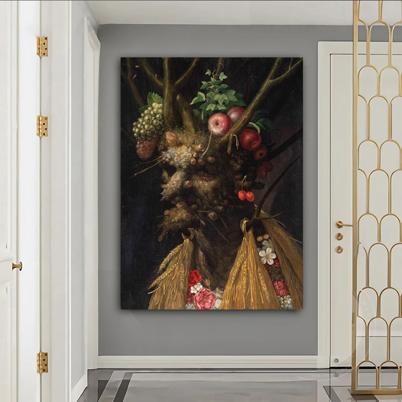 Картина маслом WANGART Джузеппе арцимболдо «четыре сезона в одном сезоне», настенное искусство для гостиной Картина маслом WANGART Джузеппе арцимболдо «четыре сезона в одном сезоне», настенное искусство для гостиной