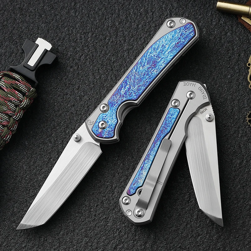 Austria M390 Powdered Steel Folding Knife Titanium Handle 60 HRC Ceramic Bearing EDC Tools Camping Hunting Outdoor Folding Knife 2