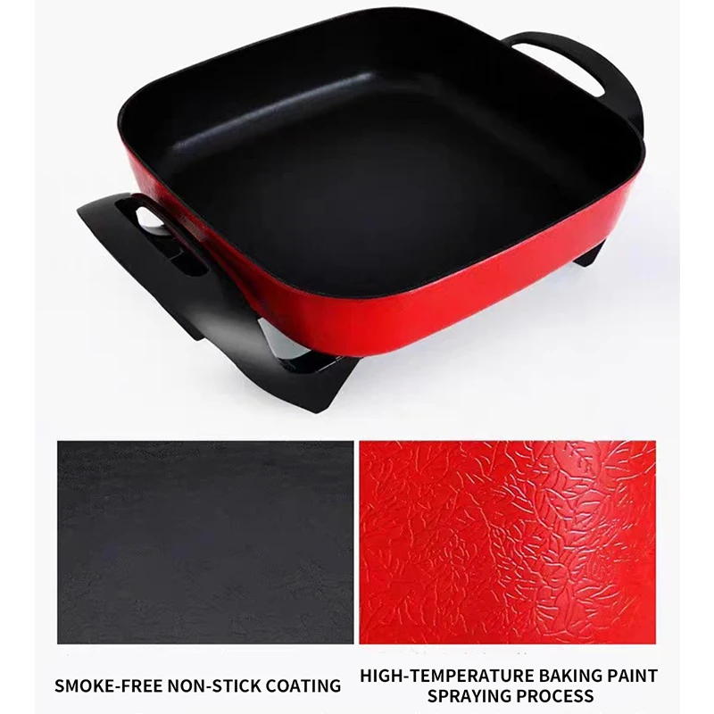 Multi functional household square pot instant hot pot electric hot pot no oil smoke gift student dormitory hot pot 3