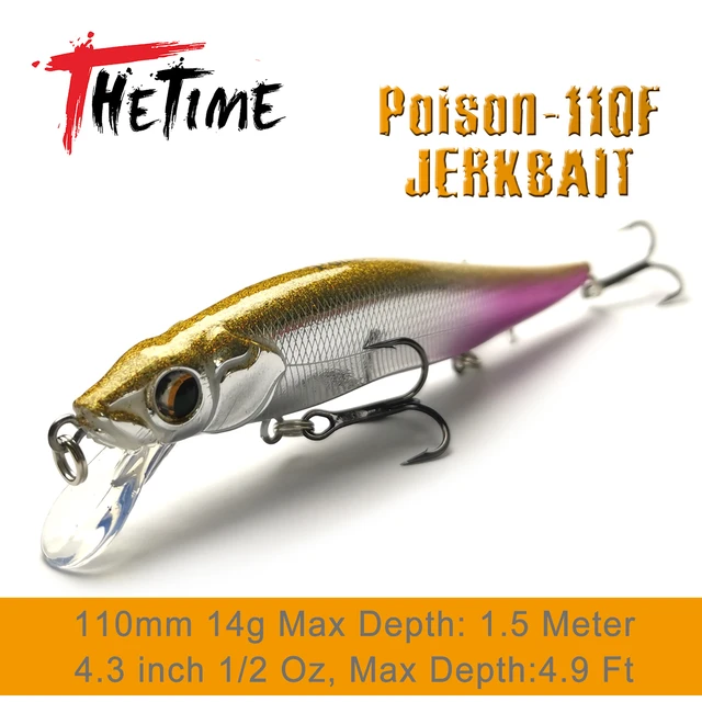 Thetime PS110F 14g Jerkbait Slow Floating Minnow Bait Wobbler