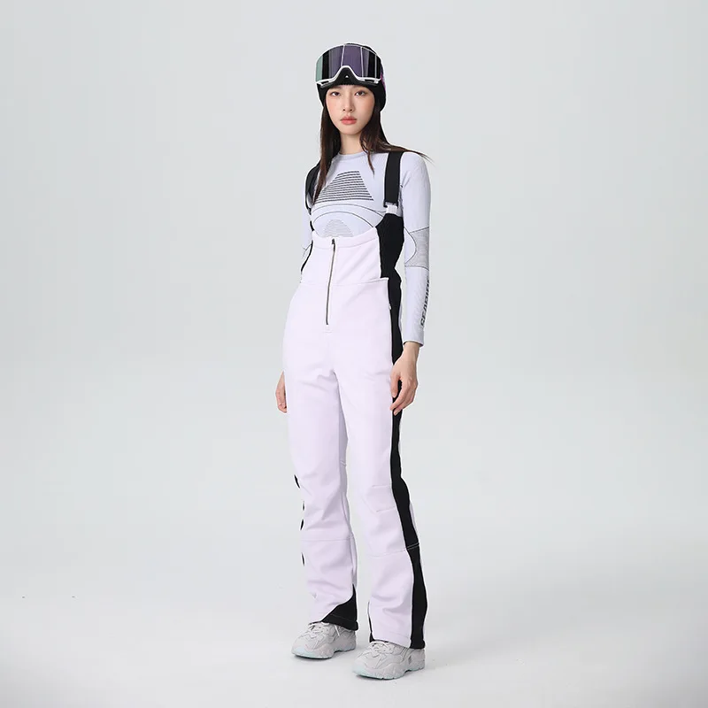 24-25 New Ski Strap Pants for Women Windproof and Waterproof, Single/Double Board Slim Fit Ski Pants