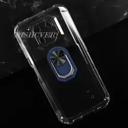 Durable Back Ring Holder Phone Case with Soft Silicone Cover - 6.58 2023 Edition for Ulefone Armor 22 (Transparent C Blue)