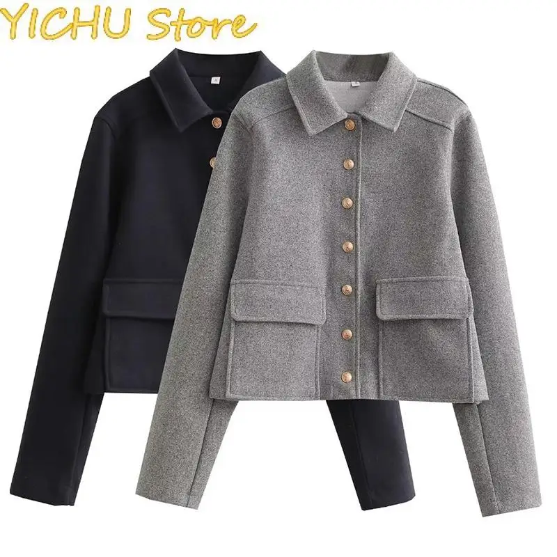 2023 Fashion Solid Slim Jackets Women Spring Elegant Long Sleeve Coats Female Turn Down Collar Jacket Office Ladies Chic Tops autumn office lady elegant blazer coats fashion turn down collar women outerwear spring casual simple long sleeve jackets printe