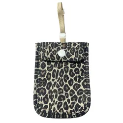 Solid Color Anti - Theft RFID - Blocking Bra Wallet with Adjustable Strap (Leopard Print)