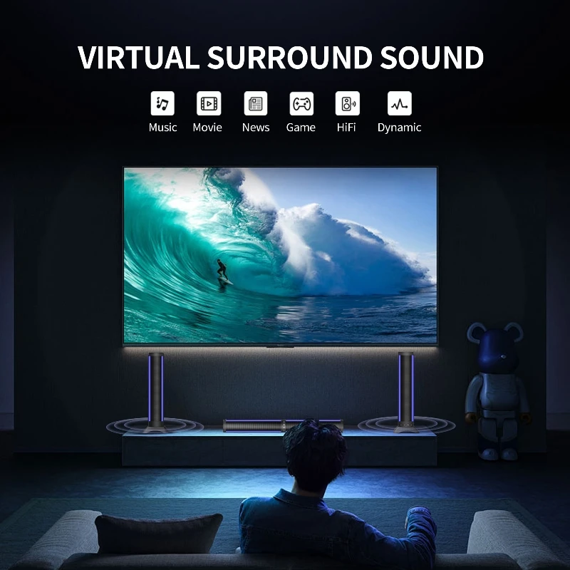 25in Soundbar Speakers for TV Home Theater Built-in Dual Subwoofers and 4 Speakers 3D Stereo Surround Bluetooth Speaker System soundbar speakers,tv speakers,speaker units
