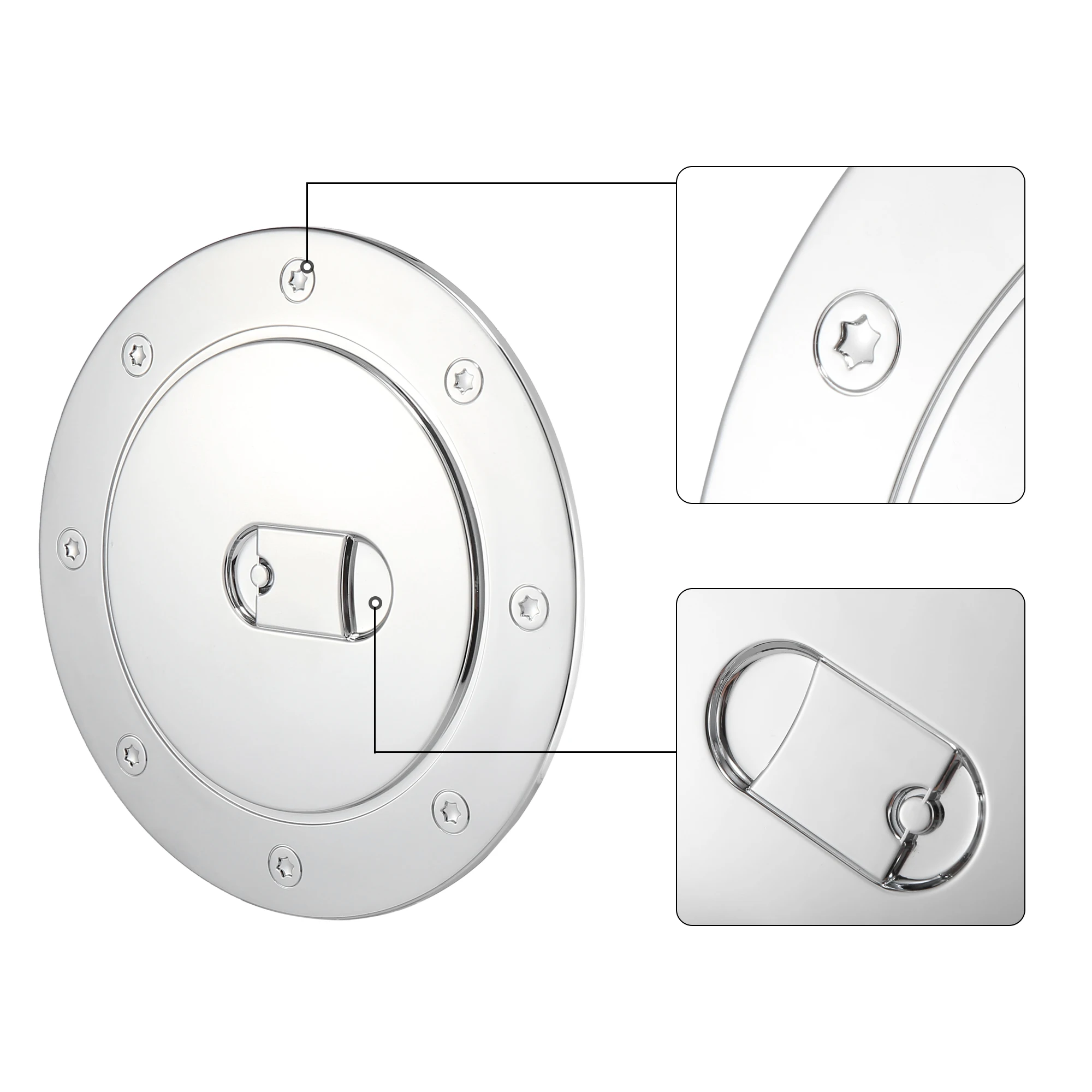 Silver Tone Gas Door Cover Fuel Tank Cap Filler Cover for Chevrolet