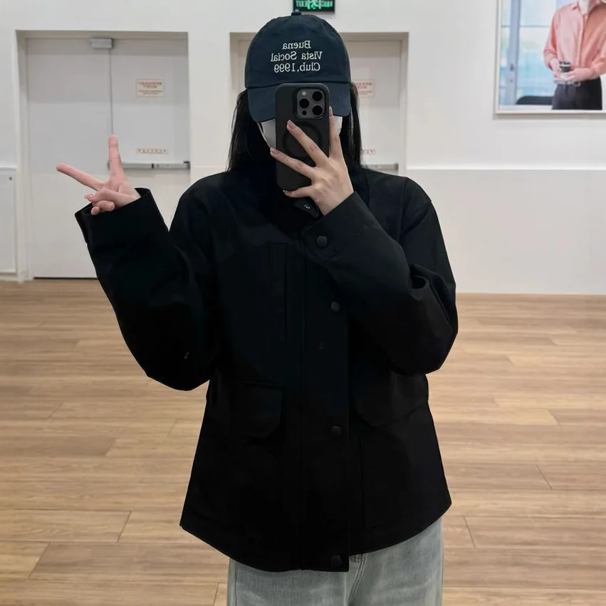 남성 및 여성 야외 레저 캠핑 하이킹 짧은 재킷, 영국 스타일 짧은 패션 트렌드 스트리트