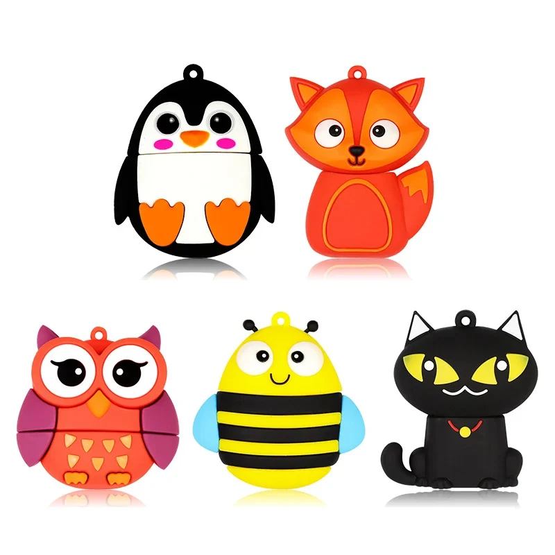 Cute Cartoon USB Flash Drive 64GB Animal Penguin Pen Drive 32GB Cat Owl Memory Stick 128GB 256GB External Storage for computer usb flash drive flash drive