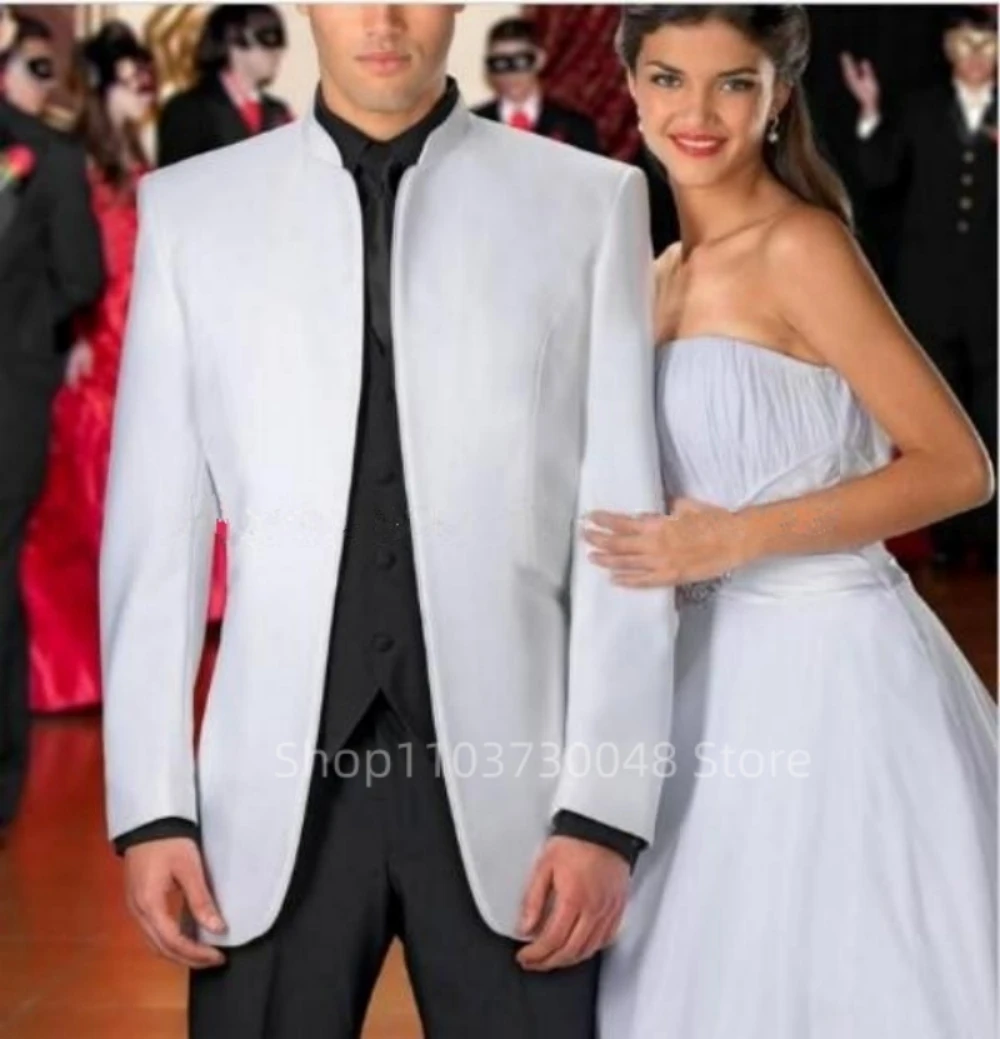 New Chinese Stand-Up Collar Suit Coats 3 Piece Wedding Men Tuxedo Slim Fit Business Suits Casual Fashion Suits For Prom Party