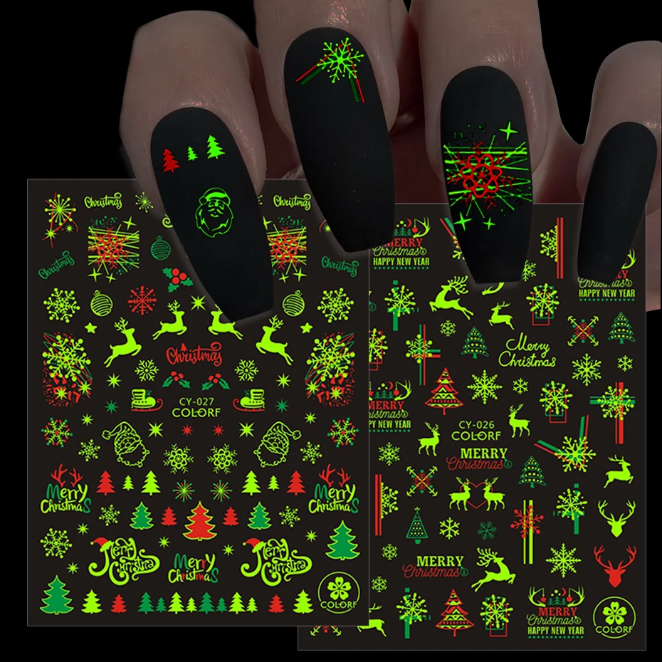 Nail Stickers And Decals Luminous Fire Butterfly Leaf Nail Art Decoration