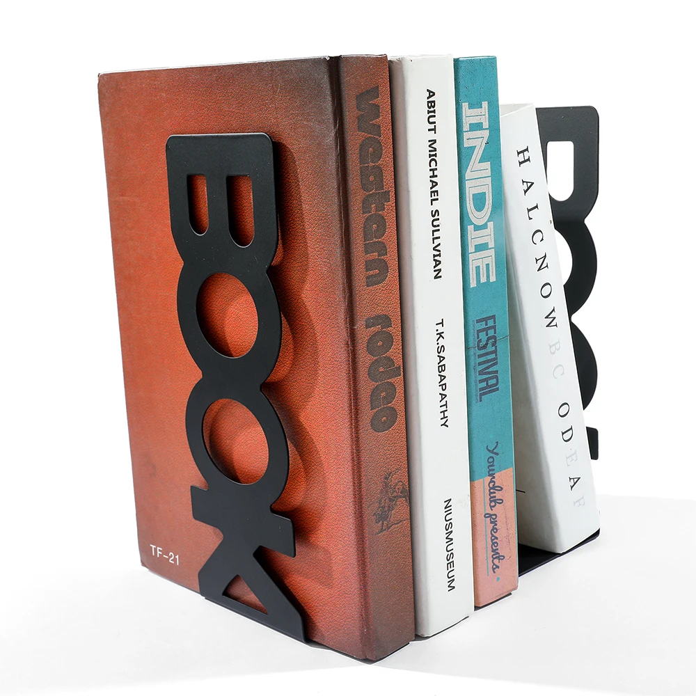 Book Word Book Rack Heavy Duty Metal Bookend Office Desktop Home Office supplies Bookshelf for Lovers Ends 2Pcs book organizer book holder book stand book terminal