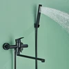 Long Spout Bathtub Shower Faucet Hot and Cold Water Mixer Swivel Tub Spout Wall Mounted Bath Tap  2-ways Water Outlet Crane 3