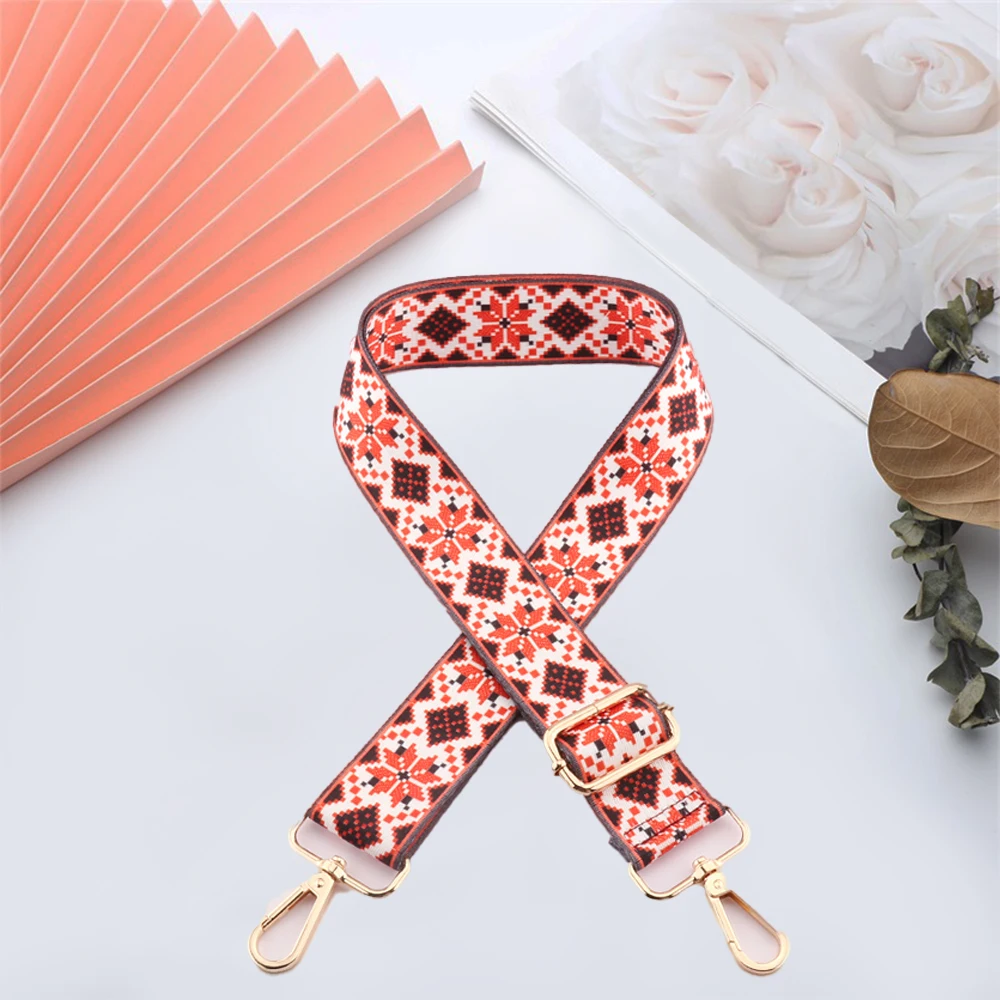 

Crossbody Straps Fashion Adjustable Replacement Women Ethnic Style Leather Handbag Colourful Pattern New Nylon Shoulder Strap