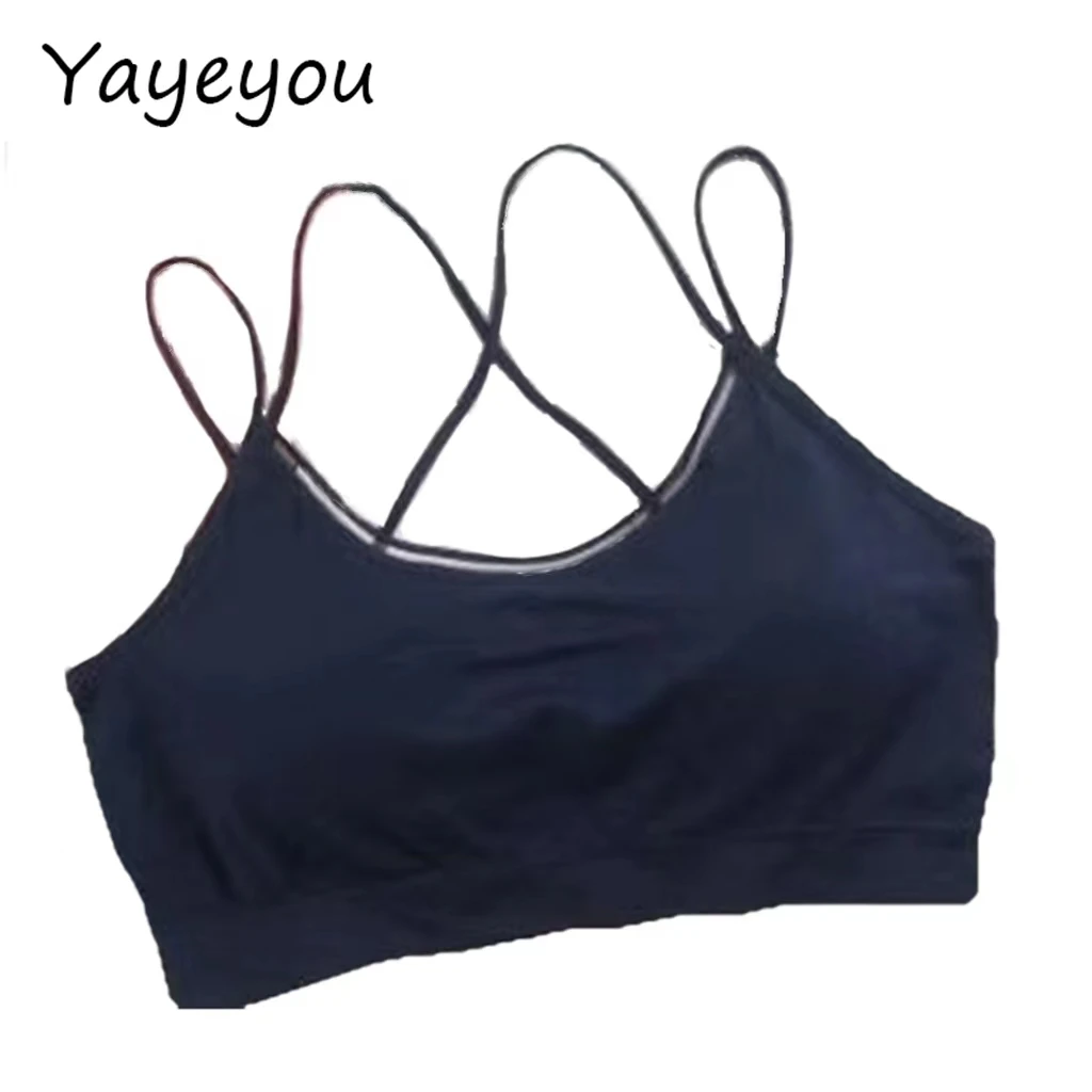 Yayeyou Brouge Sexy Thin Cross Back Short Wrap Chest Sports Bra Women's