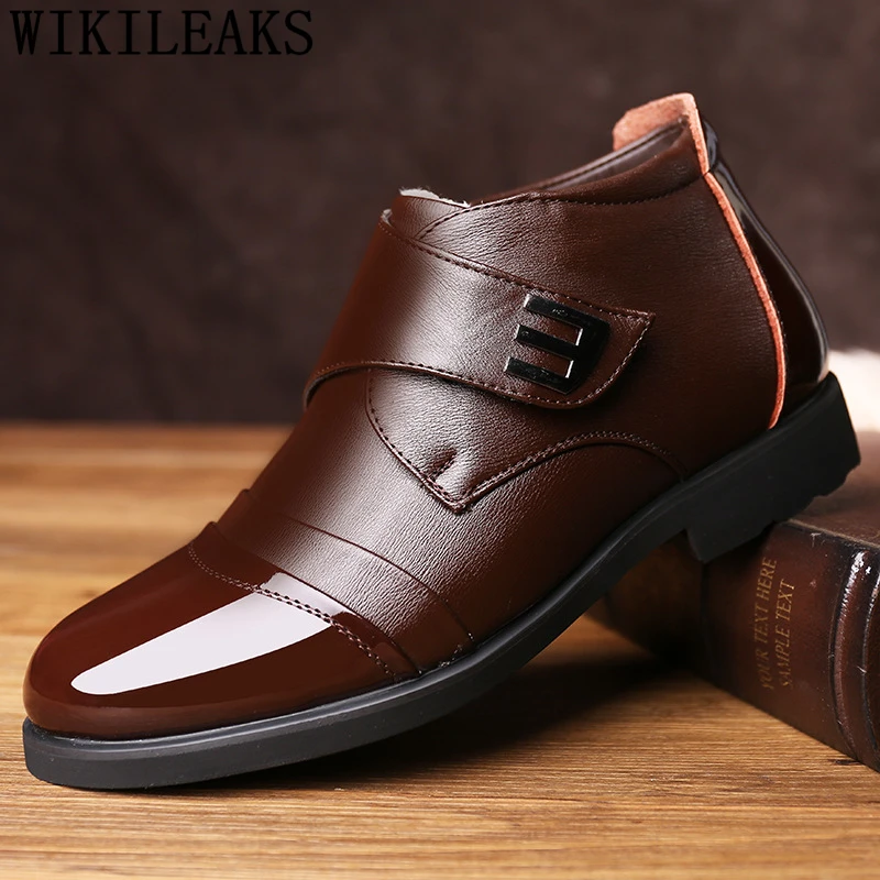 Papà Scarpe Uomo Stivali In Vera Pelle Uomo Stivali Da Neve Stivali Invernali Caldi Uomo Bota Masculina Lakschoenen Mannen Inverno Schuhe Herren