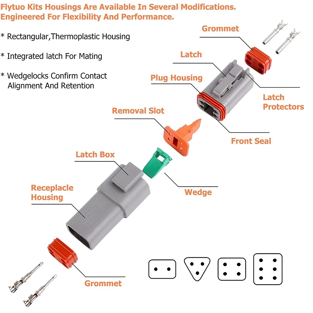 

1 BOX for Deutsch DT Series Waterproof Wire Connector Kit DT06-2 3 4 6S DT04-2 3 4 6P Automotive Sealed Plug