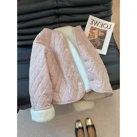 Veste Chic en velours côtelé à fleurs pour femmes, haut coréen en coton à manches longues et col rond, coupe ample, chaud et polyvalent, automne hiver 3