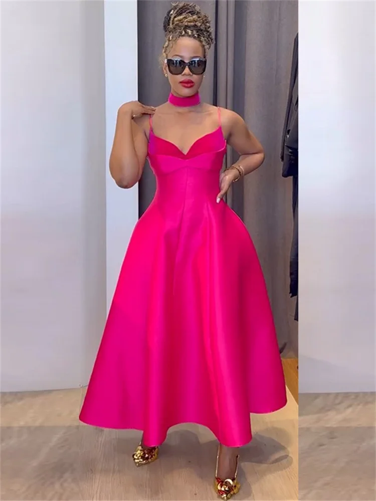 Wmstar Party Dresses Women Sexy Elegant V Neck Patchwork Sweet Slip Black Evening Dress Woman Wholesale Dropshipping New Style