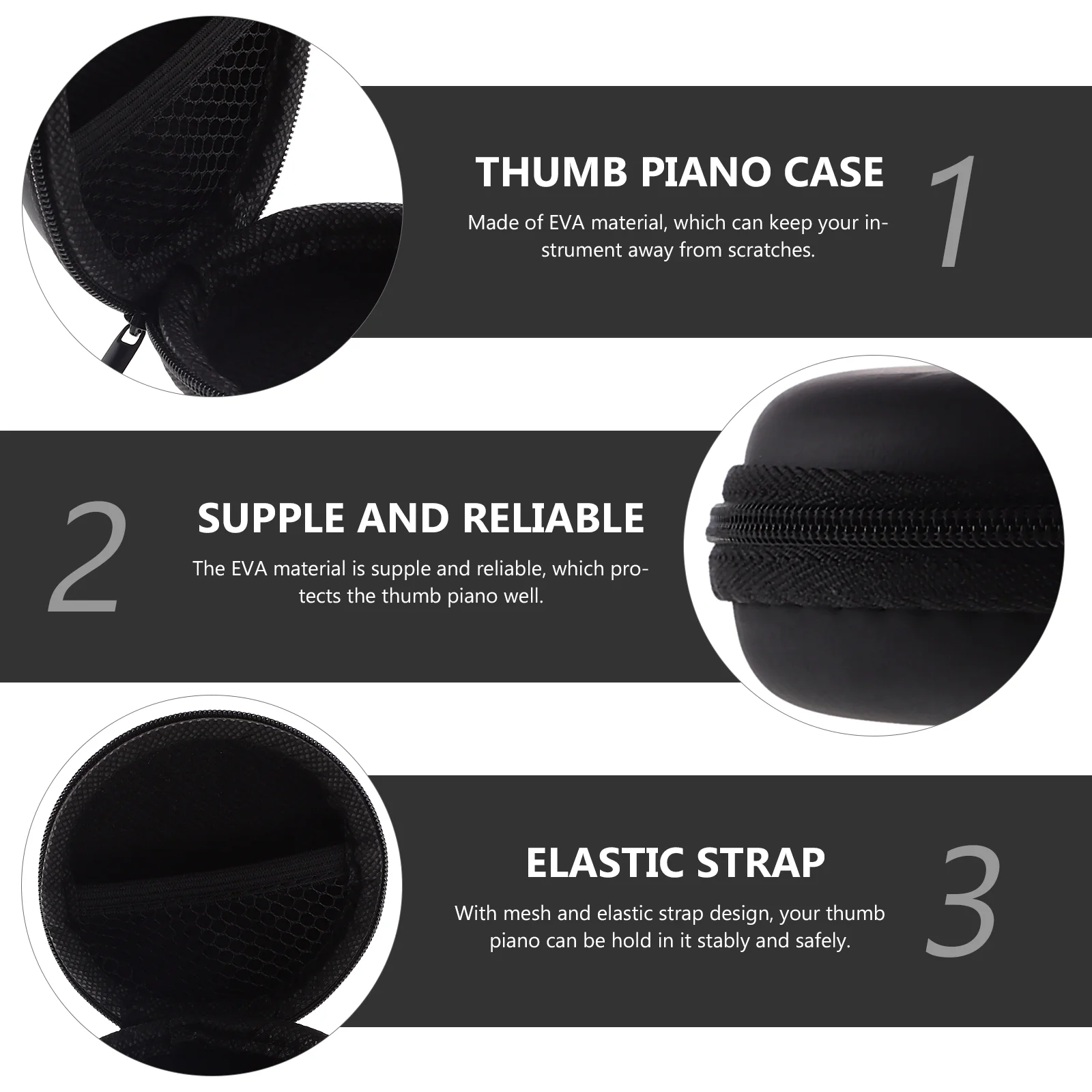 Portable 8 key Kalimba Box Thumb Piano Storage Bag EVA Case Protective Pouch Scratch Resistant Travel Container Simple Design