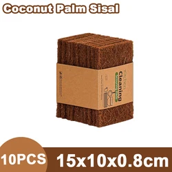 Eco-Friendly Sisal Microfiber Sponge Set - Natural Fiber Kitchen Cleaning Essentials (10PCS Brown L)