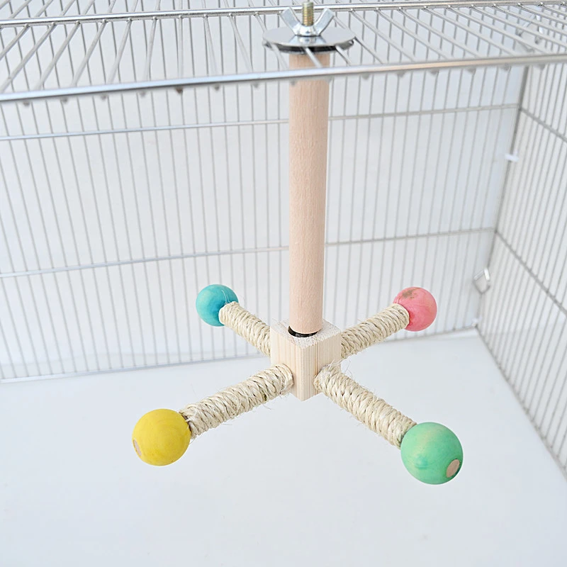 Parrot Bird Toy Cage with Bearing Rotating Stand Sisal Stand Stick Rotating Amusement and Educational Supplies parrot toy bird toy