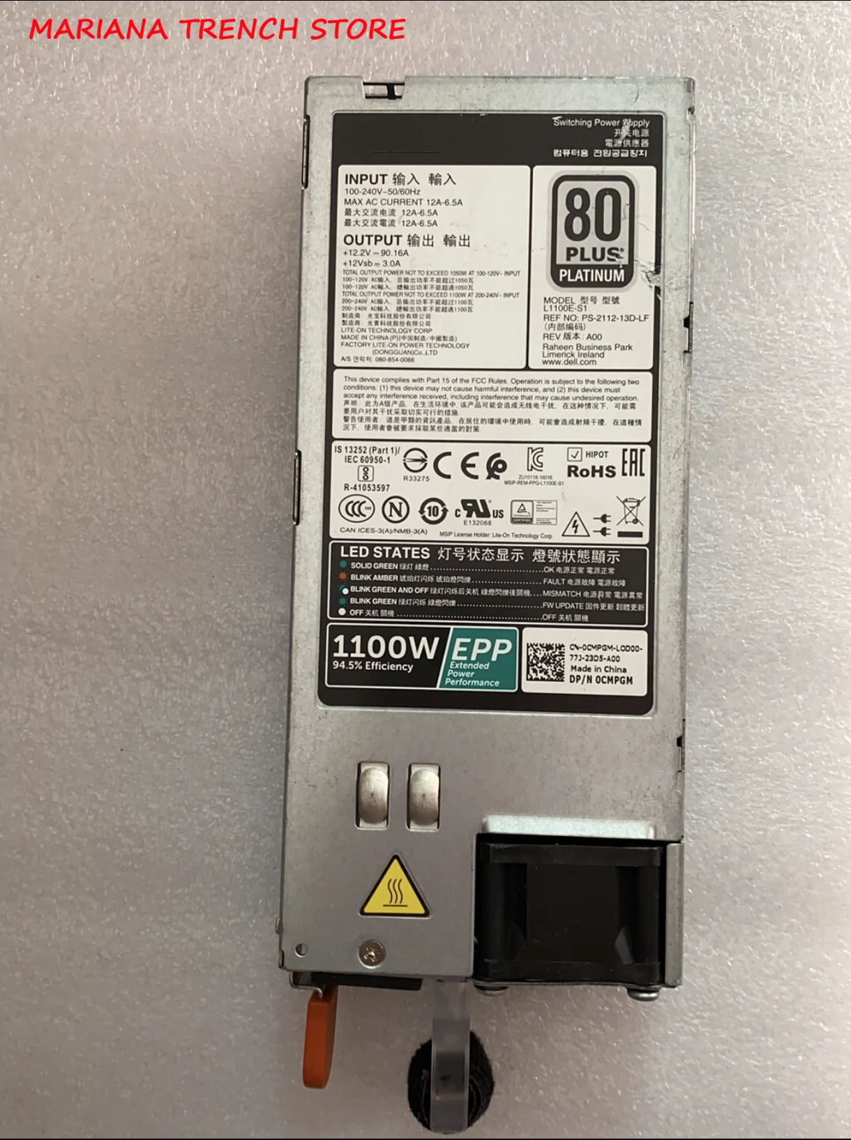 L1100E-S1 Per Dell R530 R630 R730 R730Xd T430 T630 Server Rack Epp 1100W Alimentatore Switching