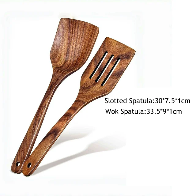 Premium Acacia Wood Non-Stick Cooking Utensil Set with Long Handles