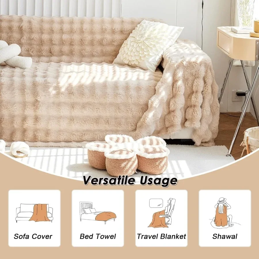 Soft Warm Faux Fur Sofa Cover Thick Shaggy Fuzzy Sectional Couch Cover Plush Furniture Cover Fluffy Furniture Cover for Couch S
