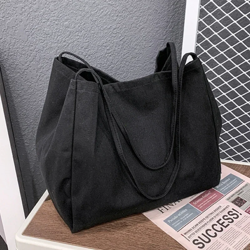 Casual Large Capacity Canvas Shopper Totes High Quality Eco Reusable Grocery Handbag for Women Travel Shoulder Bags Daily Pouch 7
