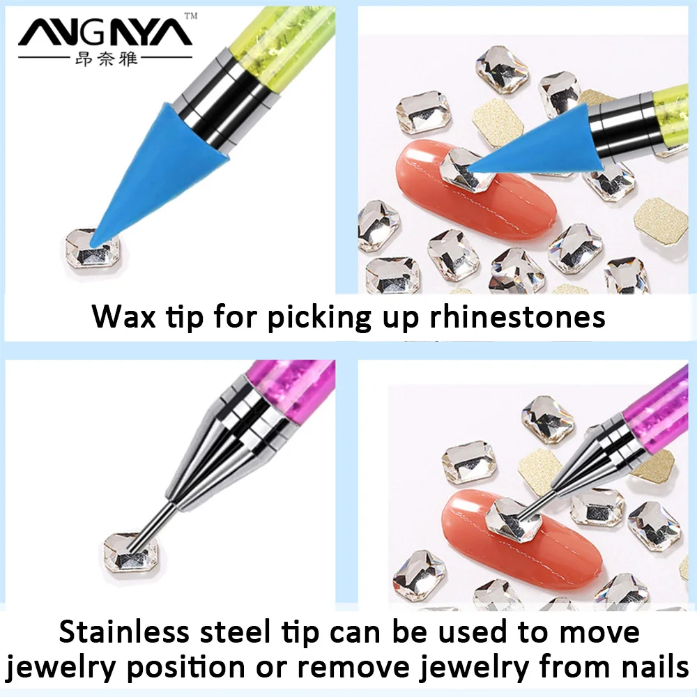 1pcs Crystal Double Head Point Drill Pen Gem Rhinestone Picker Wax Pencil  2Ways Use Sticking Picking Dotting Jewelry Tools - AliExpress