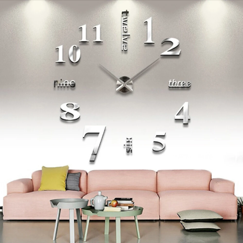 Wall Clock 3D Wall Clock Modern Design Large Wall Clock 3D DIY Clocks Acrylic Mirror Stickers Living Room Home Decor Horloge