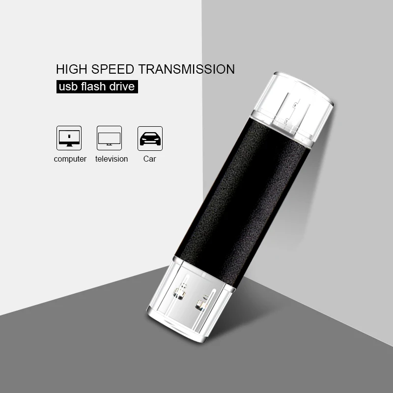 OTG USB 펜드라이브 2 in 1 타입C OTG 2.0 맞춤형 로고 플래시 드라이브 128GB 64GB 클레 USB 메모리아 메탈 스틱 32GB 8GB 펜 드라이브 PC용