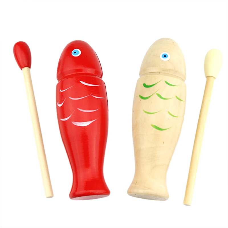 Wooden Fish Orff Percussion Instrument Music Equipment Single Sound Tube Two Tone WoodBlocker Easy to Use Beginners Rhythm TMZ