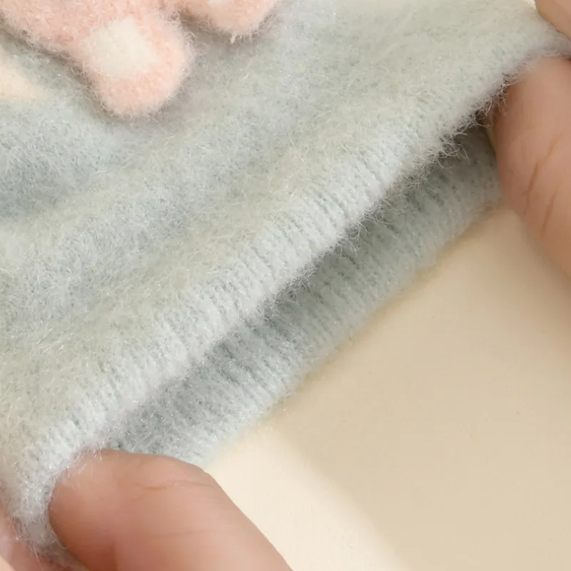Winter Gloves Kids Knitted Gloves Woolen Bear Children Split Finger Gloves 3-8year Boy Girl Baby Plush Mittens