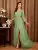 V-neck gauze applique slit elegant Evening gown Ball dress Party dress Bridesmaid dress