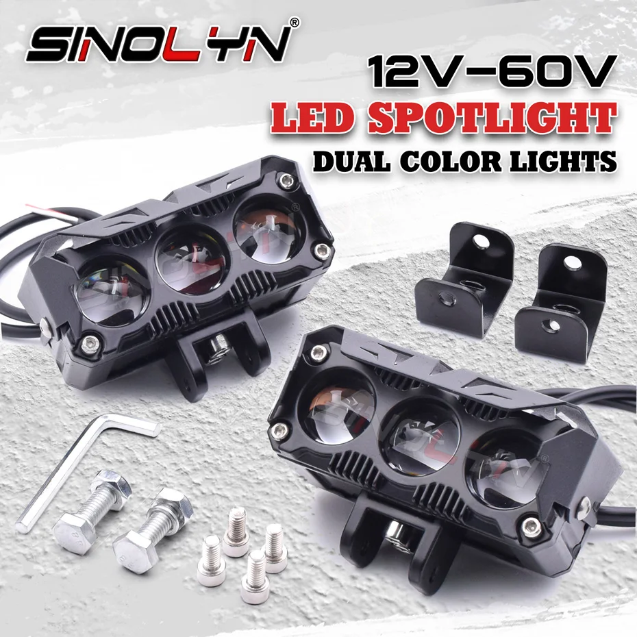 Sinolyn 6000K 3000K LED Scheinwerfer Fahren Led-nebelscheinwerfer Bar Flut Scheinwerfer  Auto Licht Dual Farben 3 Modi für Auto Zubehör - AliExpress