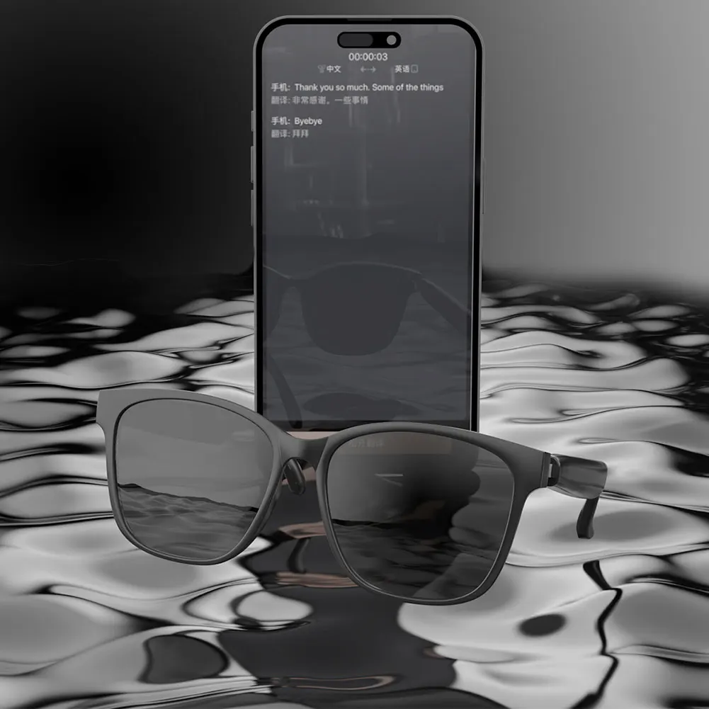 Smart Glasses Wireless Earbuds Automatic Voice Translation Audio Glasses Support 75 Languages BT 5.4 for Travel Business Meeting