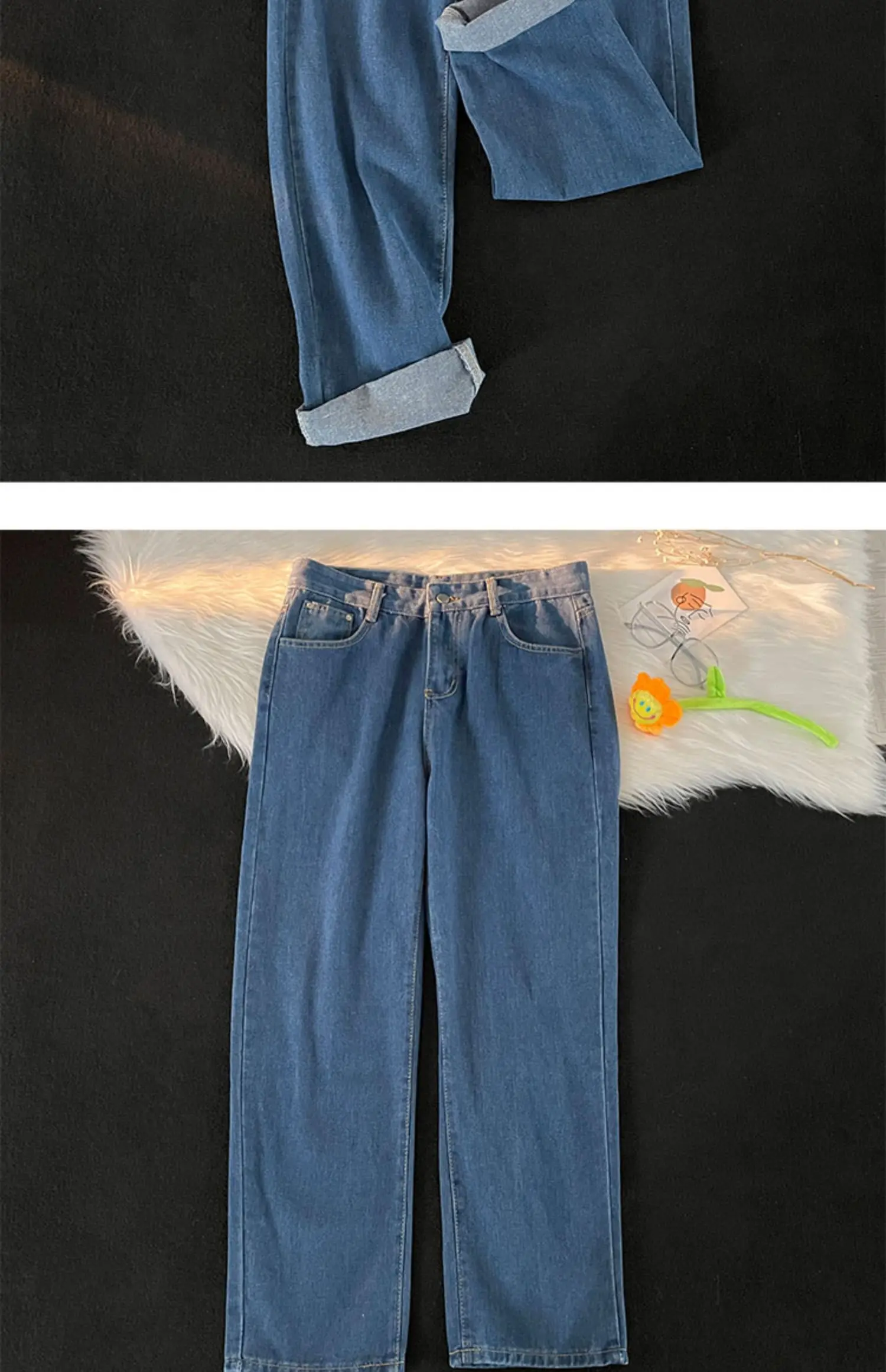 Description Picture 3 of item2024 Spring Summer Men's Fashion Student Long Straight Pants Male Solid Color Thin Jeans Men Loose Casual Denim Trousers F204