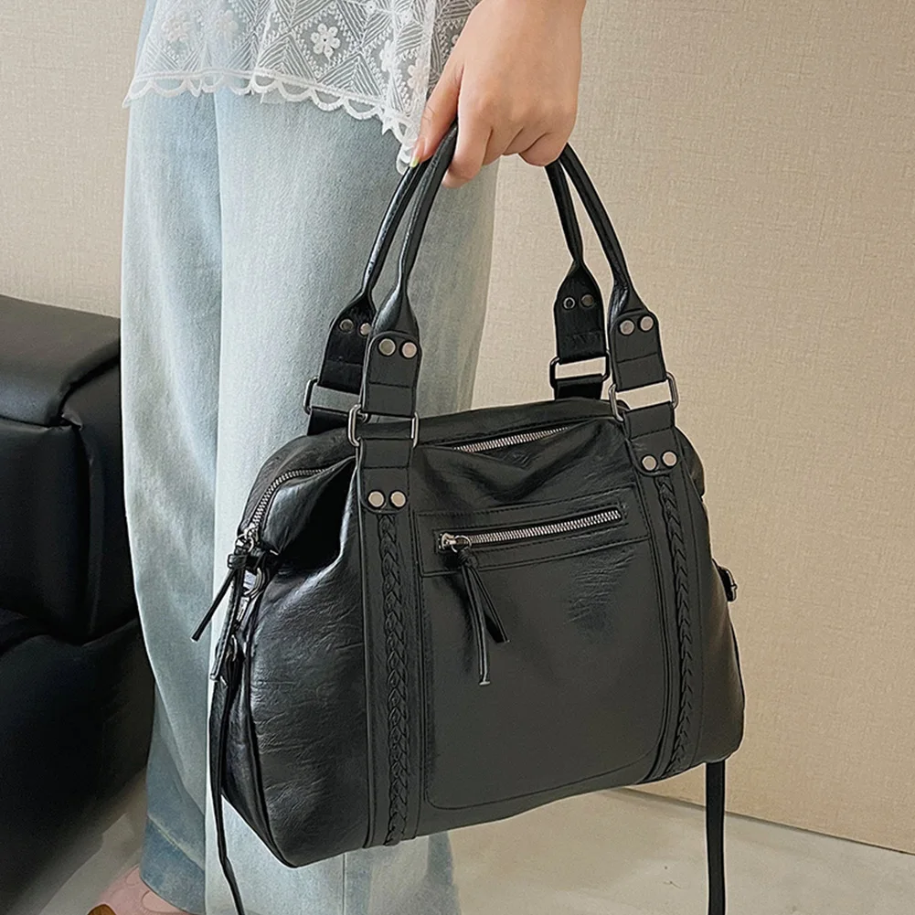Leather Trendy Shoulder Bag for Women Crossbody Bag Large Tote Purse Retro Tote Shoulder Bag for Commuting Daily Use