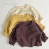 2025 New Autumn Kids Knitted Cardigan Baby Girls Boys Knitting Cardigan Coat Long Sleeved Solid Color Casual Loose Sweater Coat