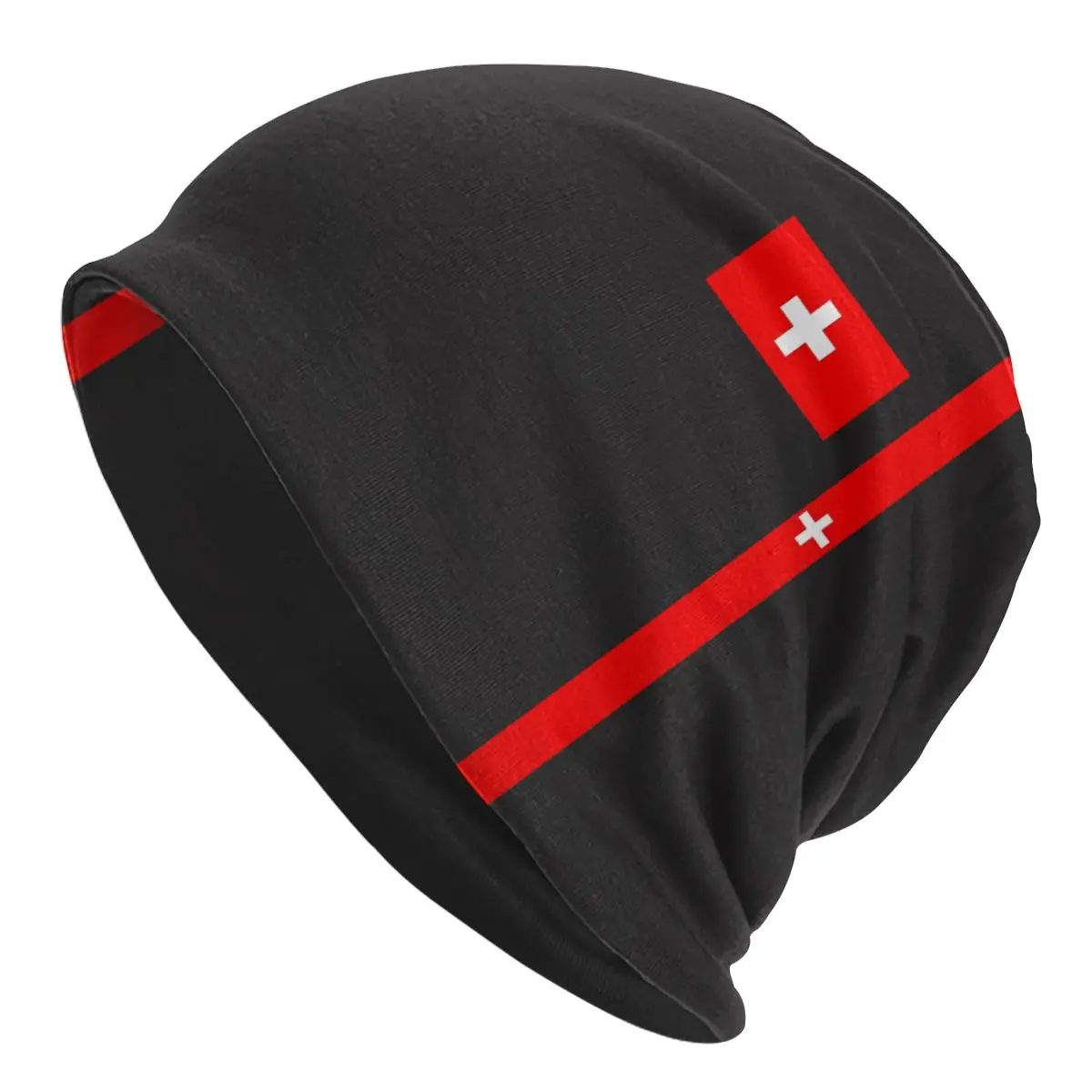 

Mask With Swiss Flag Face Men Women Thin Beanies Cycling Ski Cap Double Layer Fabric Bonnet Hat