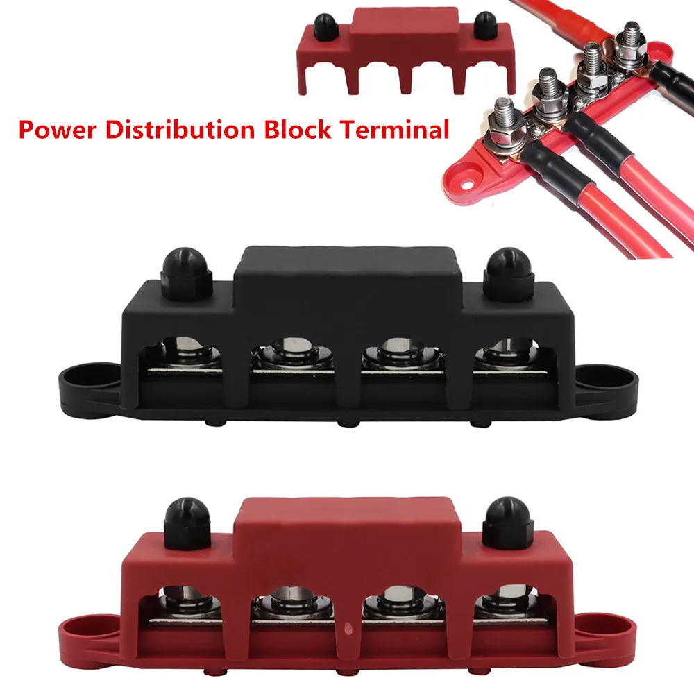 

4 Post M8/M10 Power Distribution Block Terminal Screw 250A High Current Wiring Stud Battery Junction Block for Car Bus Ship