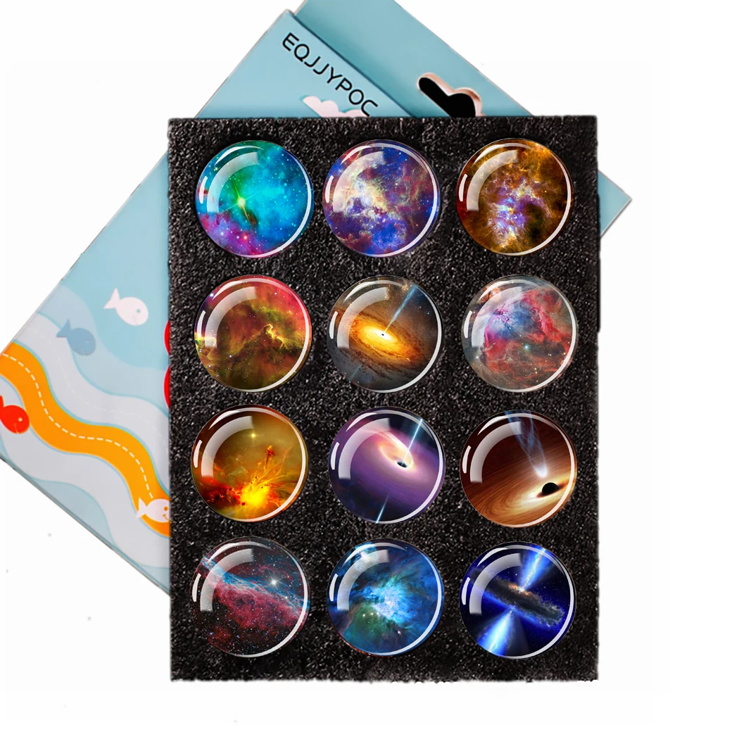 12pcs 30MM Christmas Decoration Bible Quote Nebula Mandala OM Dogs Fridge Magnet Note Holder Magnetic Refrigerator Children Gift