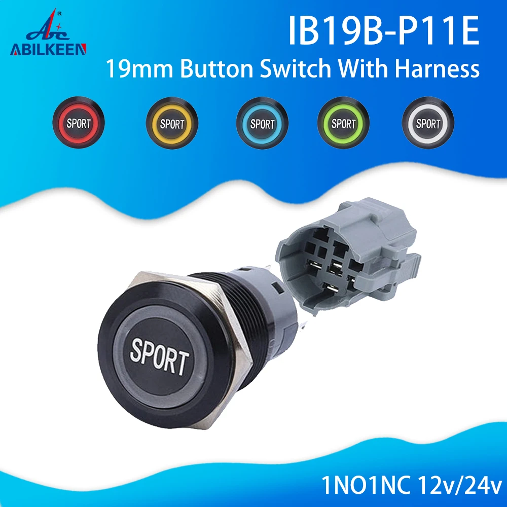 Free Shipping Metal Push Button Switch 19mm 1NO1NC Momentary IP68 Car
